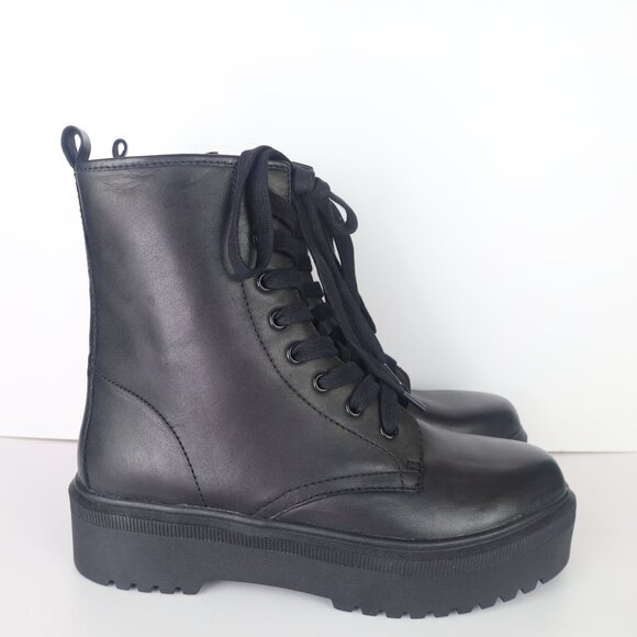 Aqua Logan Platform Hiker Boots Black 9.5M - Picture 2 of 16